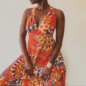 70s Abstract Halter Dress by Gossard